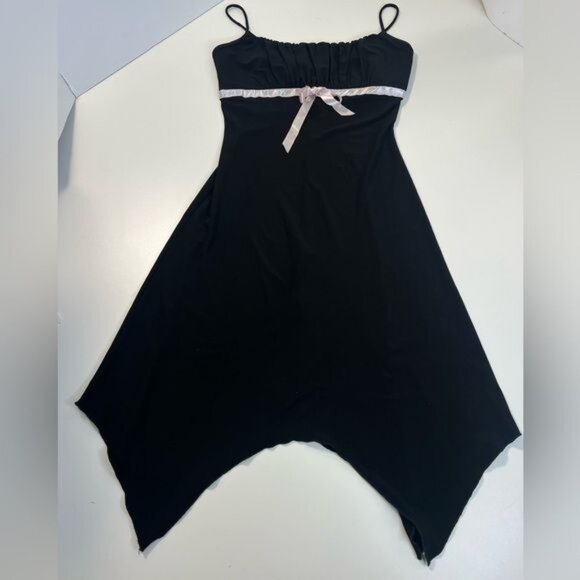 Vintage Y2K Black and White Fairy Asymmetrical Hem Party Dress - Picture 2 of 15